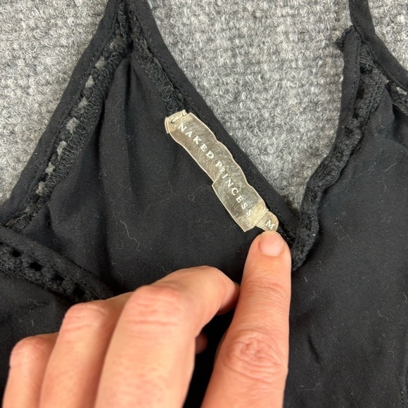 NAKED PRINCESS Women’s Black Tank Top Racerback Romper size: Medium - Picture 5 of 10